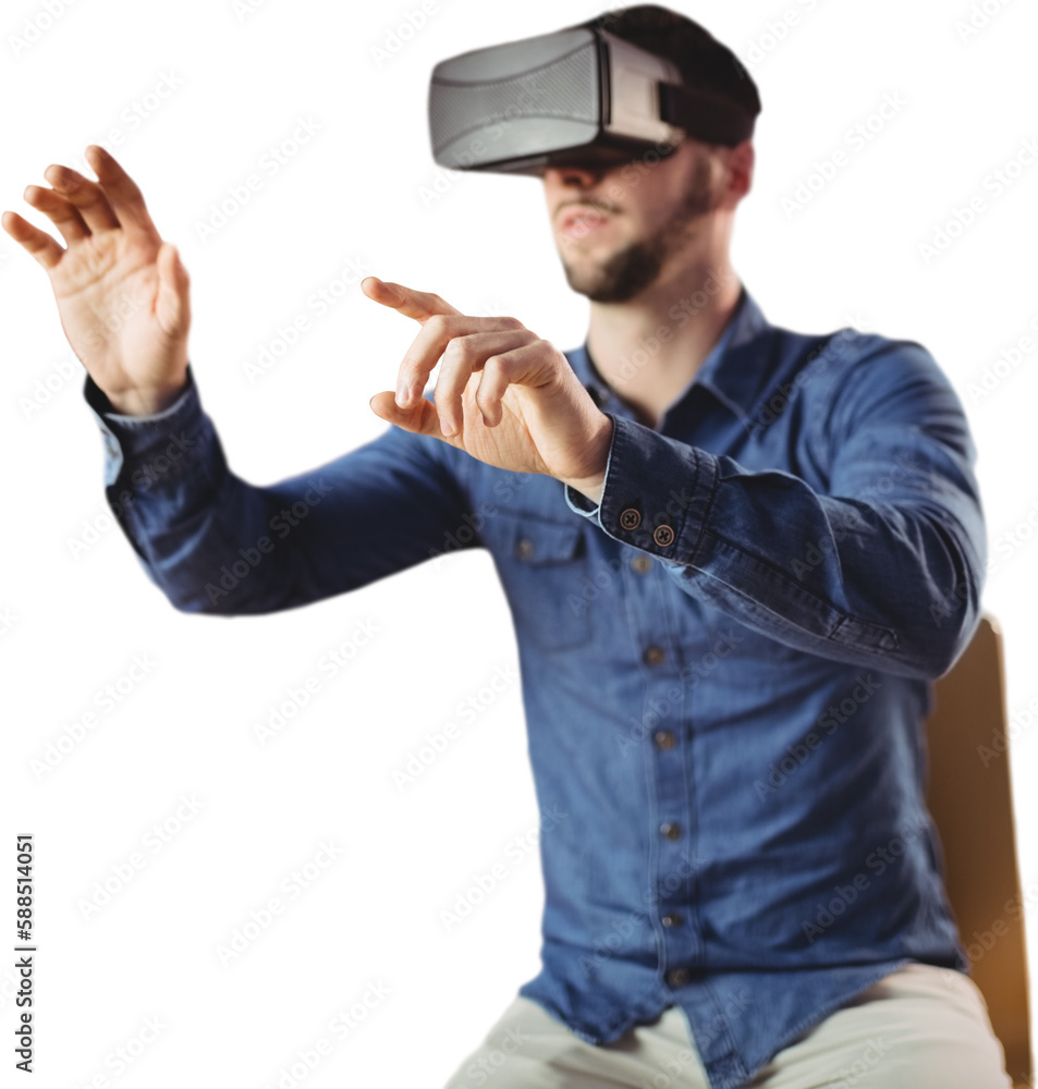 Man wearing virtual reality headset Man wearing virtual reality headset
