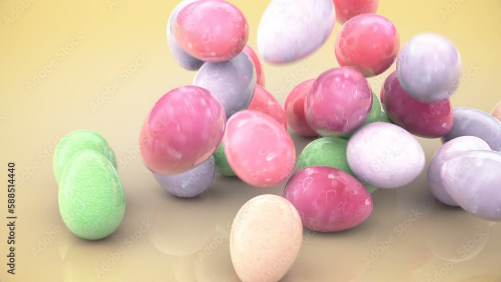 Falling painted Easter eggs, holiday background Falling painted Easter eggs, holiday background