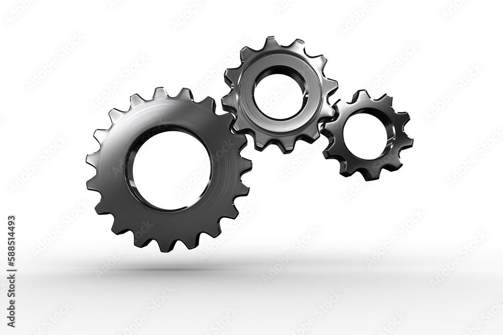 Metal cogs and wheels connecting