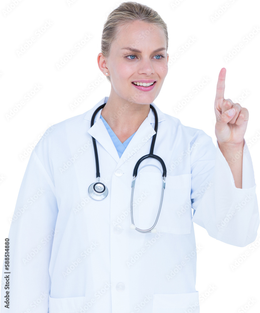 Female doctor touching something Female doctor touching something
