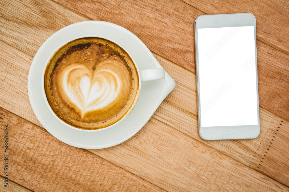 Obraz premium View of a heart composed of coffee