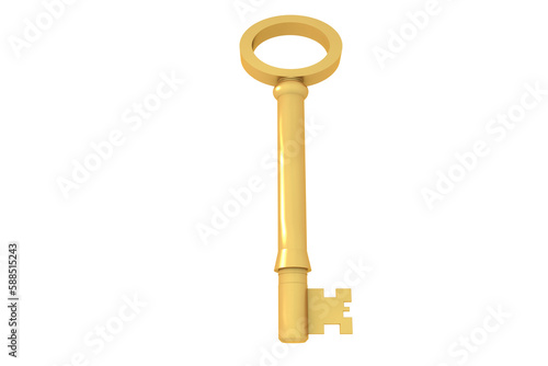 Digitally generated shiny gold key