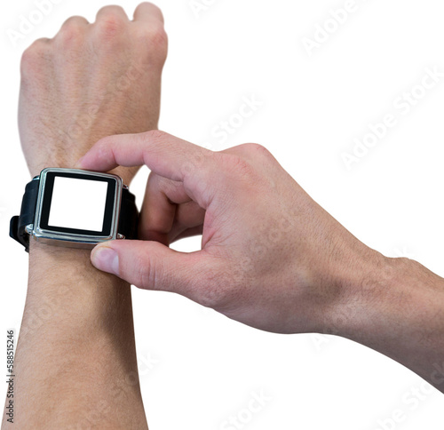 Cropped image of man using watch
