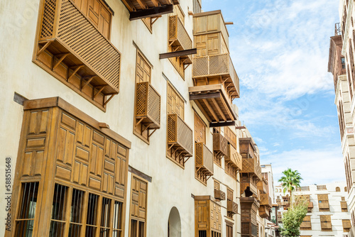 Al-Balad old town with traditional muslim houses, Jeddah, Saudi Arabia photo