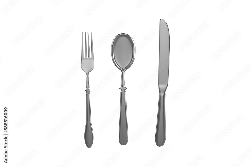 Silver knife, fork and spoon Silver knife, fork and spoon