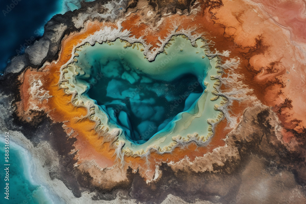 Salt Flats in heart shape. Generative AI Salt Flats in heart shape. Generative AI