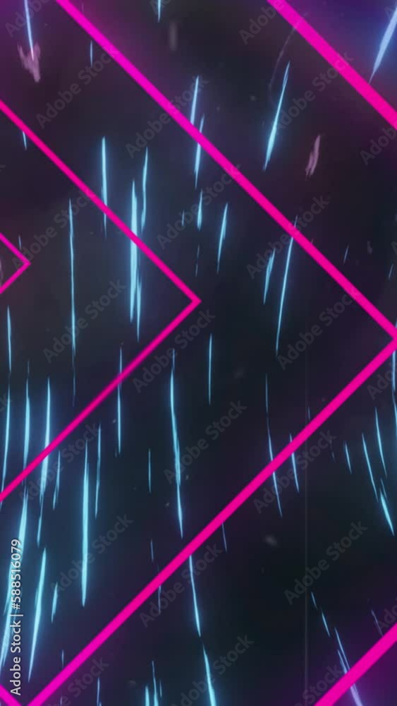 Animation of neon purple squares over black background with moving lights Animation of neon purple squares over black background with moving lights