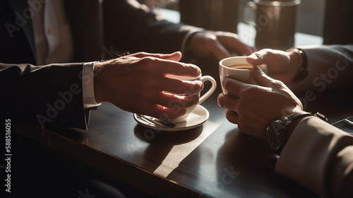 Business Meeting: Suits with Watches and Coffee