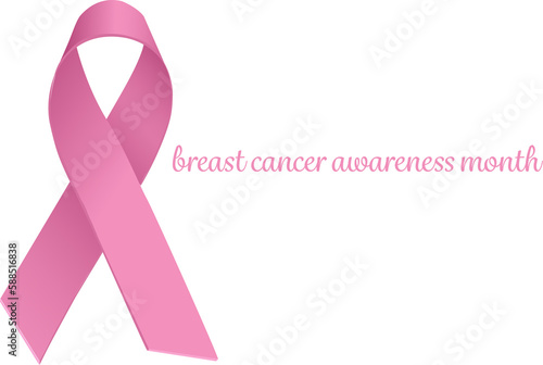 Pink breast cancer awareness ribbon with text