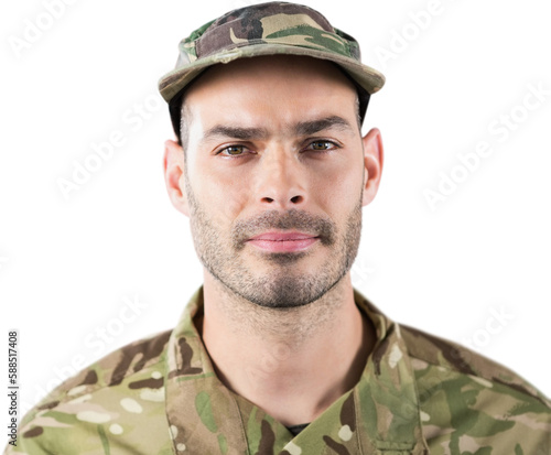 Close up of confident military soldier