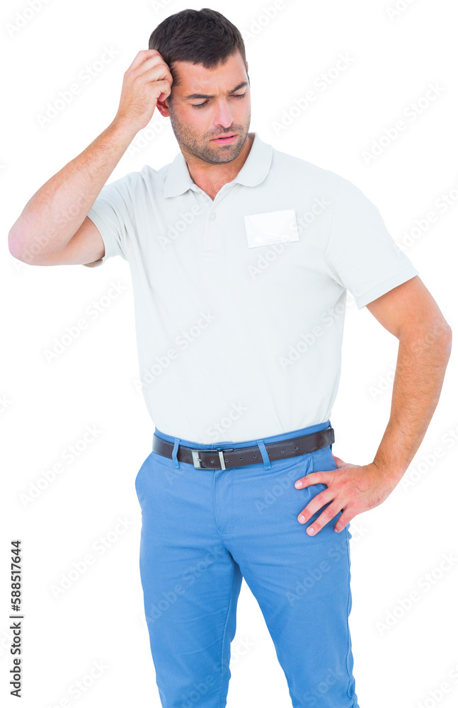 Man with hand on hip while standing Man with hand on hip while standing