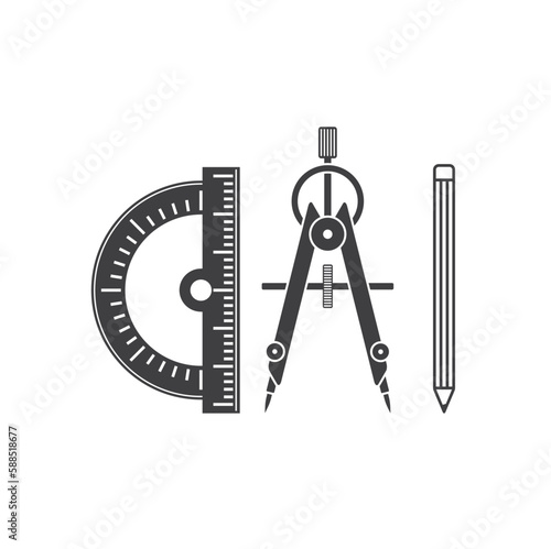 illustration of compass geometry, vector art.