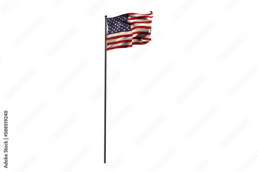 Naklejka premium Flag of America on pole