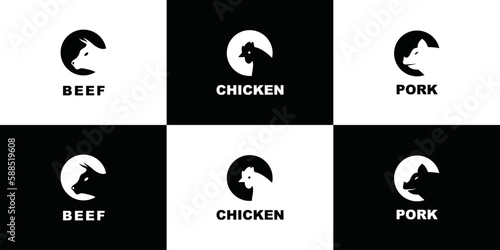 cow pig chicken farm logo vector icon template. classic design style	