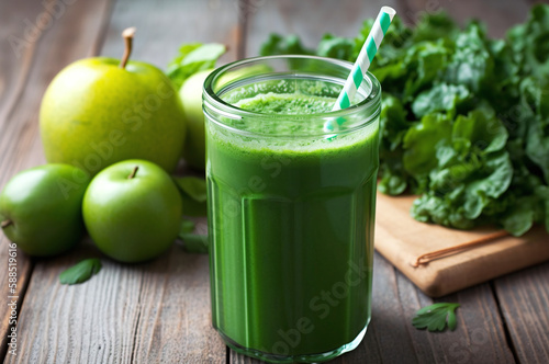 Green smoothie with apples and moringa juice
