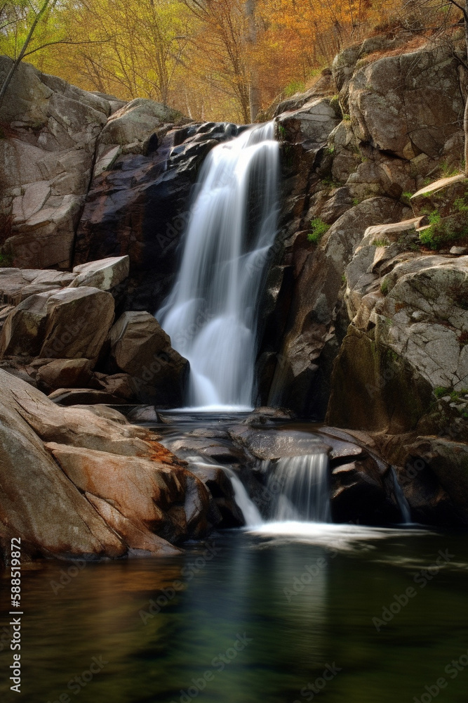 Scenic view of waterfall cascade generative AI