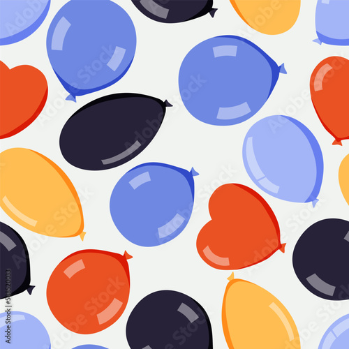 Vector party balloons seamless pattern illustration. Celebration, festivity, happiness, joy, colorful and vibrant design