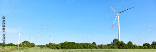 Wind turbines in wheat field. Poland