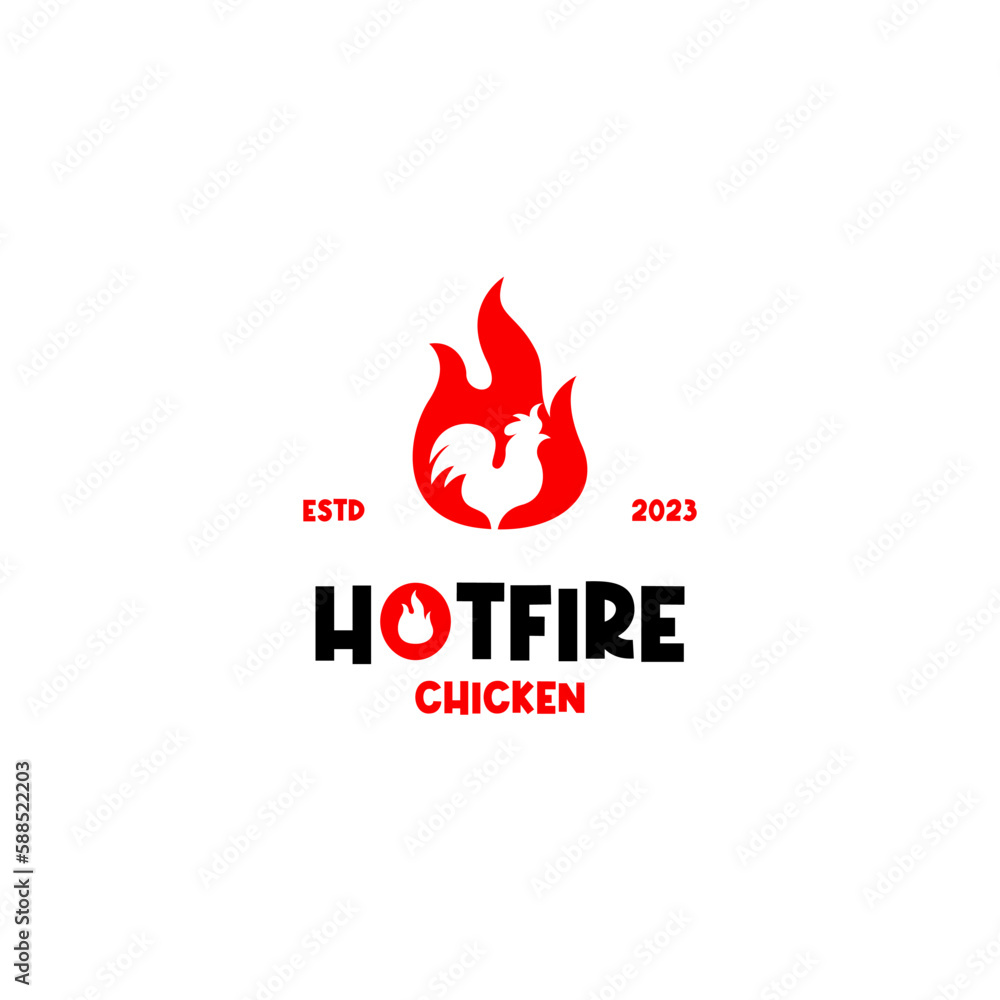 Vector fire chicken logo design concept illustration idea Vector fire chicken logo design concept illustration idea