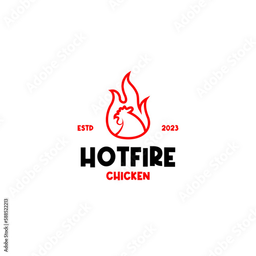 Vector fire chicken logo design concept illustration idea