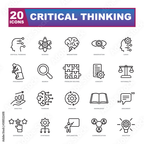 Critical thinking Vector Illustration concept. Simple line critical thinking icon for templates, web design and infographics