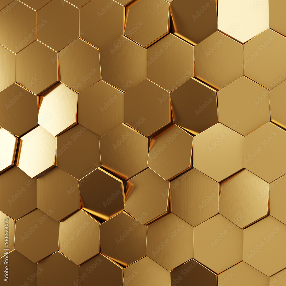 Futuristic gold hexagonal texture background. 3d rendering Futuristic gold hexagonal texture background. 3d rendering