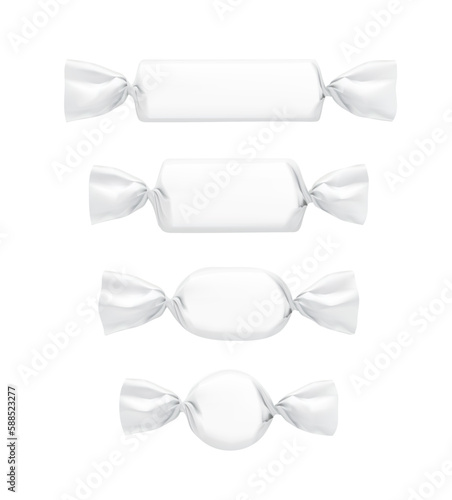 Candy mockups set. Vector illustration isolated on white background. Ready for your design. EPS10.	
