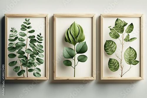 Green Leaf Multi-Photo Frame. Generative AI