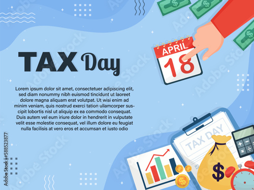 Tax Day Poster Template, with Decorative Background. Suitable for Advertising Designs, Banners, Etc. Vector illustration