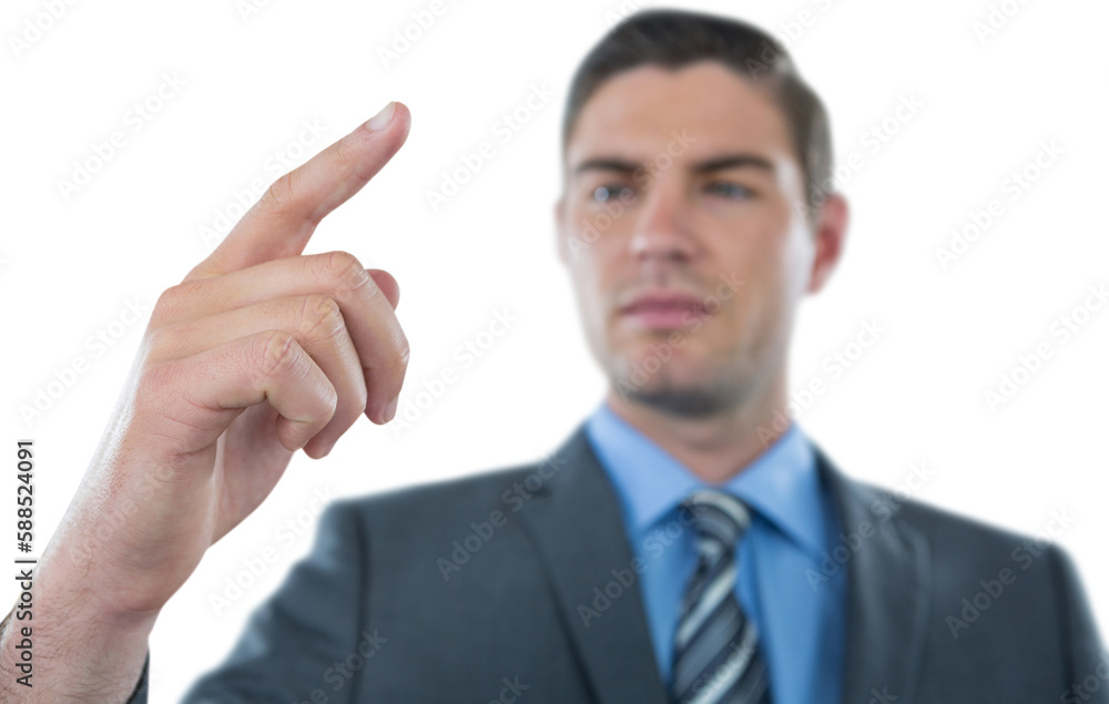 Businessman touching digital screen Businessman touching digital screen
