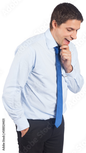 Thinking businessman touching his chin