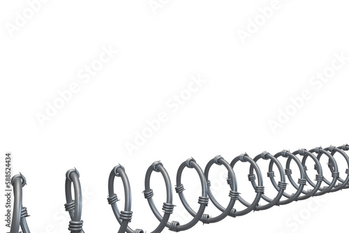 Spiral barbed wire against white background