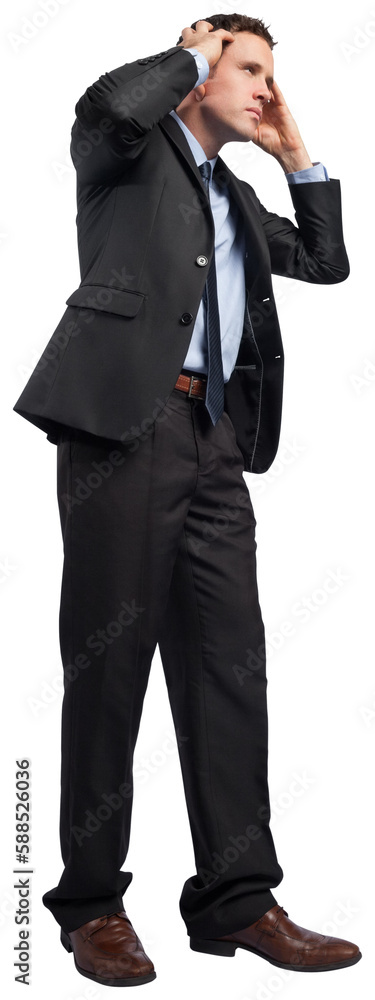 Stressed businessman with hands on head Stressed businessman with hands on head