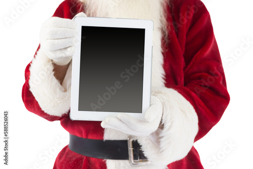 Santa claus showing tablet pc