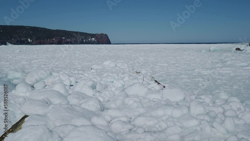 Springtime Atlantic Ocean pack-ice, Newfoundland and Labrador, Canada. Thick heavy ice that moves with the wind and tides.