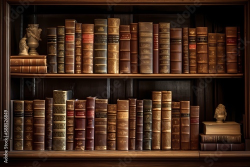 A shelf with books on it Generative AI