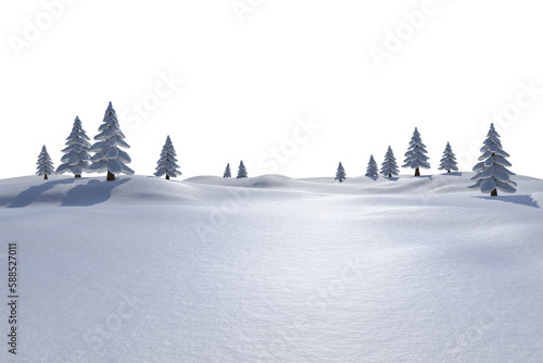 White snowy landscape with fir trees
