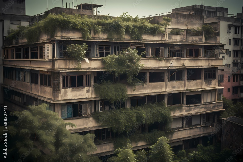 A building with trees in front of it Generative AI A building with trees in front of it Generative AI