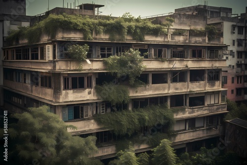 A building with trees in front of it Generative AI