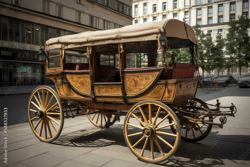 A horse carriage on the street Generative AI