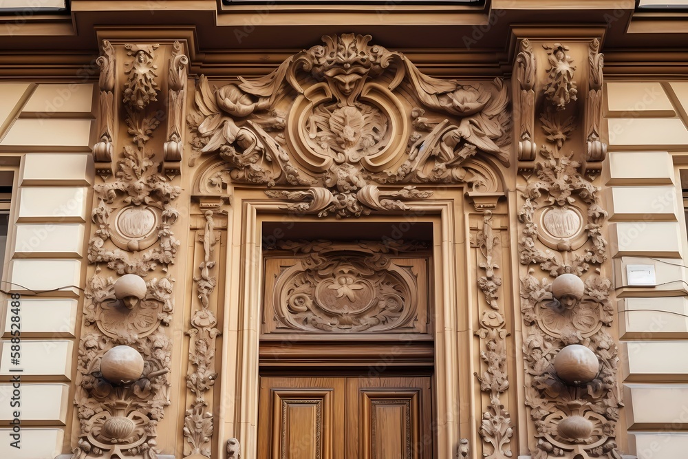 A door with carvings on it Generative AI