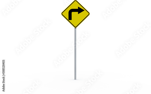 Arrow sign over white background