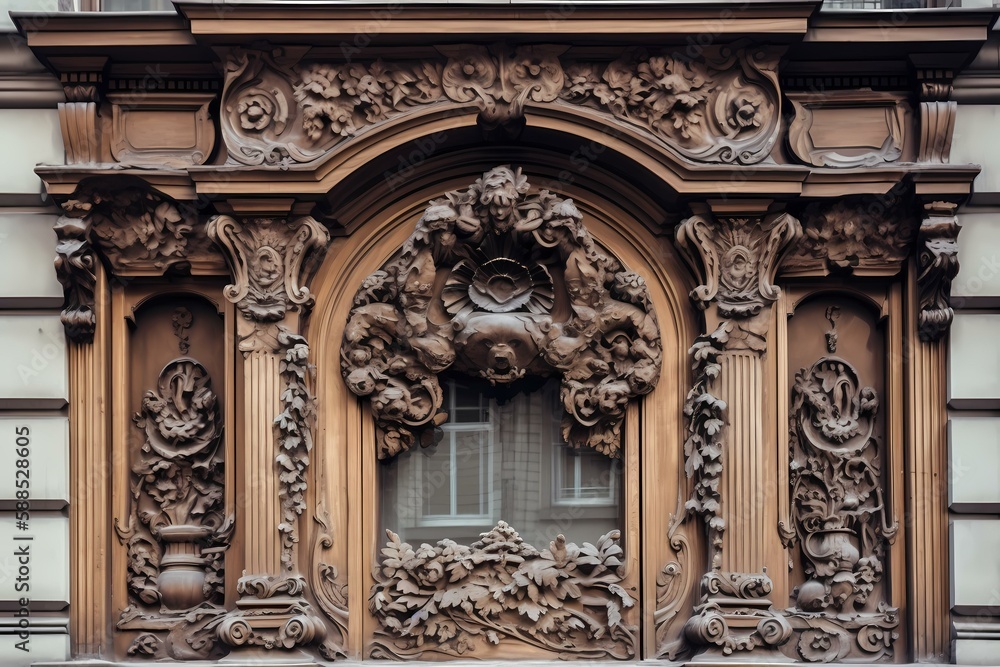 A building with carvings on the side Generative AI