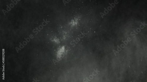 Throwing flour on a black background. White dust explosion effect. For different effects. Flour is falling everywhere. White dust on a black background