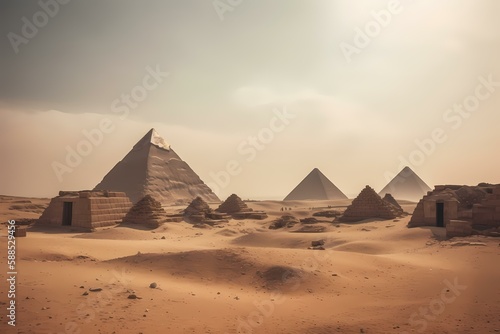 A group of pyramids in a desert Generative AI