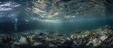 Polluted ocean, contamination of the sea caused, industrial waste, oil spills, and plastic pollution. Generative AI