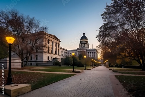 Fototapeta Naklejka Na Ścianę i Meble -  A long shot of a building Generative AI