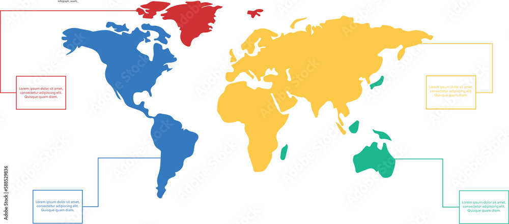 Fototapeta premium Colourful world map with infographic