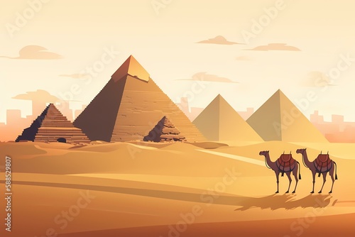 A group of camels in a desert Generative AI