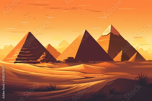 A group of pyramids in the desert Generative AI
